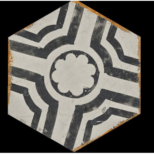 fekete mintas kismeretu hatszogletu vintage padlolap hexa hexagon nappali folyoso csempe jarolap fagyallo nappali konyha furdoszoba terasz cementlap hatasu lameridiana konyha csempek 6.jpg